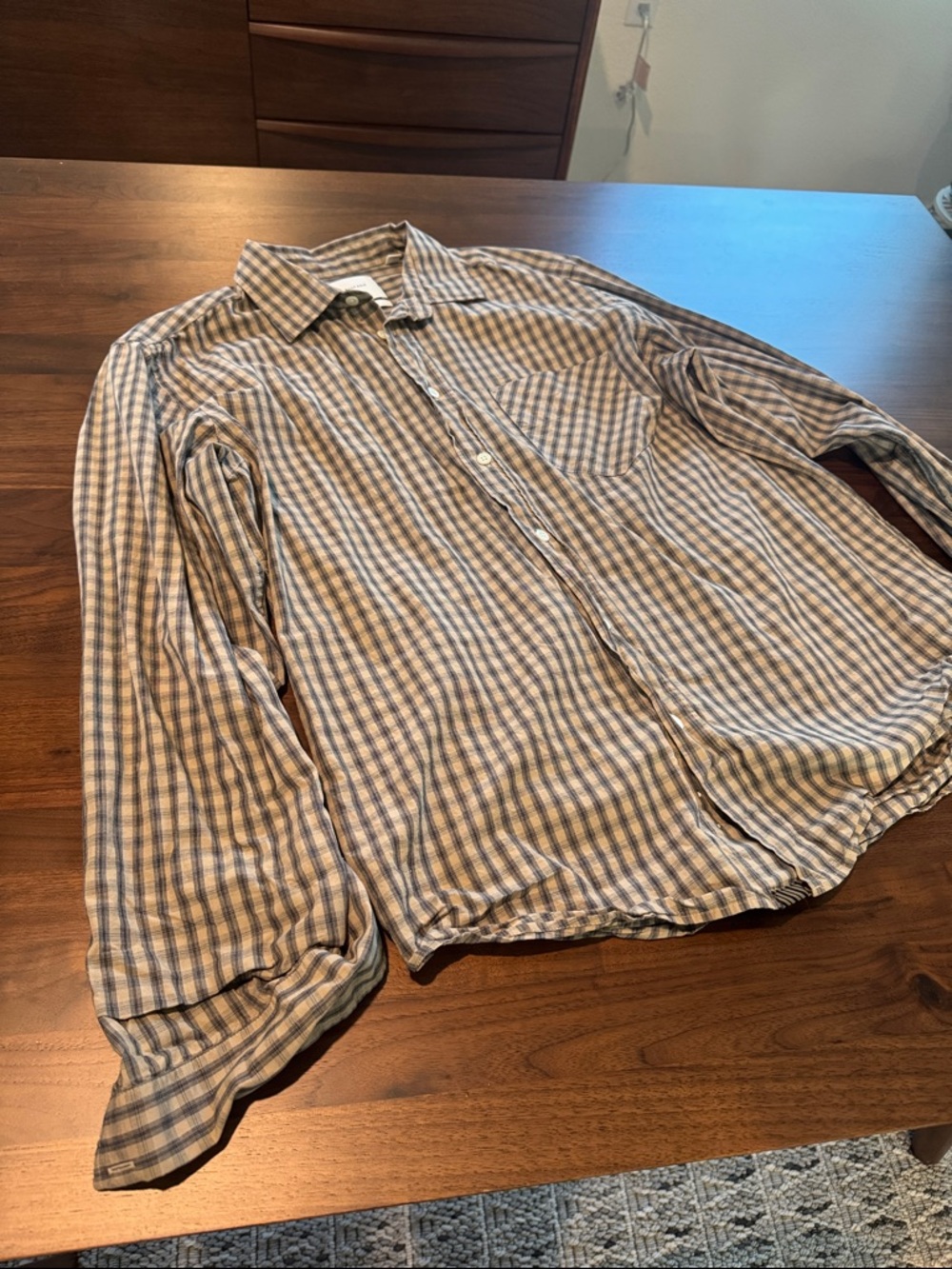 Billy Reid Men's Check Button-Down Shirt in Blue and Brown